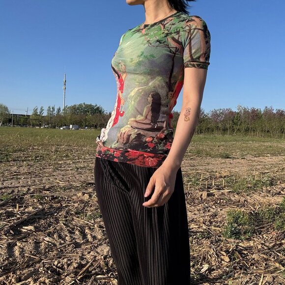 Jean Paul Gaultier green mesh top size M - Picture 7 of 11